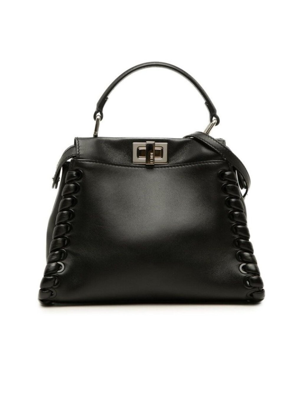 Fendi Peekaboo Mini Shoulder Bag Black Leather